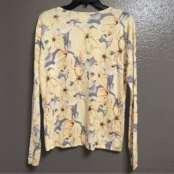 Talbots yellow floral sweater size Small silk blend - Picture 5 of 5